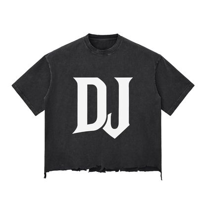 DJ LOGO SNOW WASH DISTRESSED T-SHIRT
