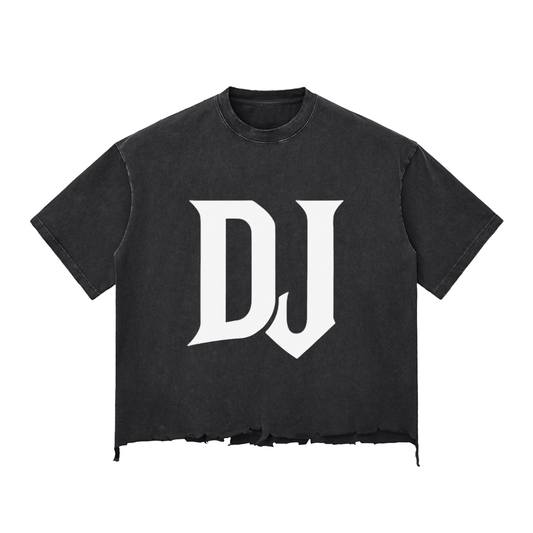 DJ LOGO SNOW WASH DISTRESSED T-SHIRT